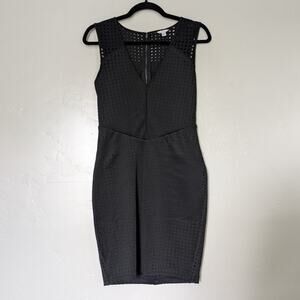 Guess Dress Women Small Black Mesh Cutout LBD Cocktail Perforated Sheath Evening